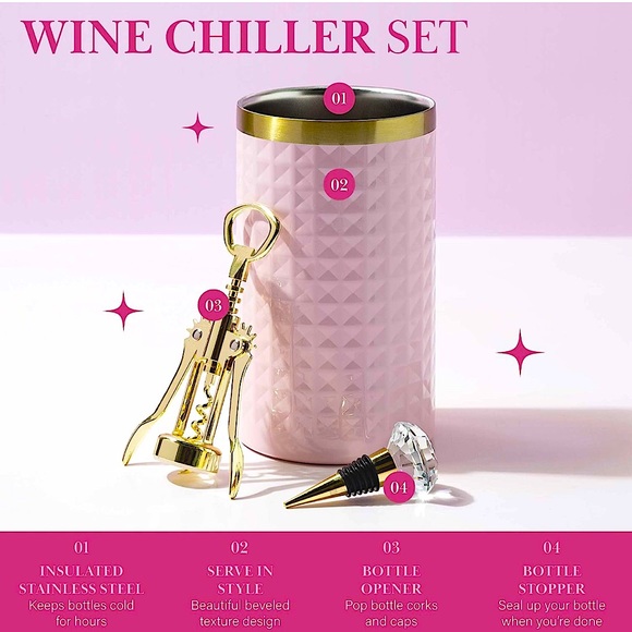 PARIS HILTON’s NWT 3-Piece Wine Bottle Chiller Set!! Gray & Pink are available!! - Picture 3 of 9
